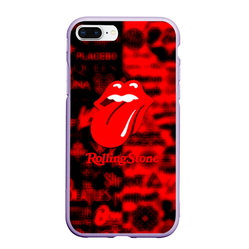 Чехол для iPhone 7Plus/8 Plus матовый Rolling Stones logo групп, цвет светло-сиреневый