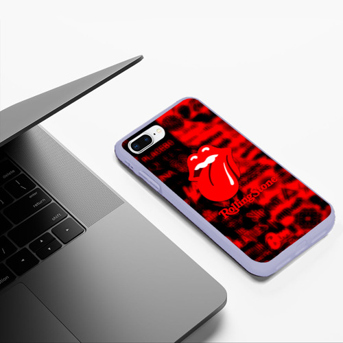 Чехол для iPhone 7Plus/8 Plus матовый Rolling Stones logo групп, цвет светло-сиреневый - фото 5