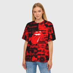 Женская футболка oversize 3D Rolling Stones logo групп - фото 2