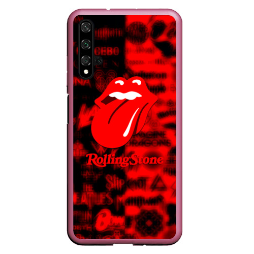 Чехол для Honor 20 Rolling Stones logo групп, цвет малиновый