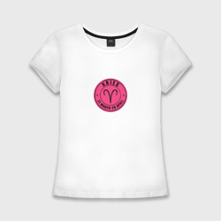 Женская футболка хлопок Slim Овен розовый Aries
