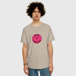 Мужская футболка хлопок Oversize Овен розовый Aries - фото 2