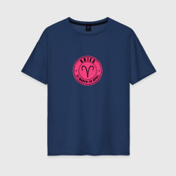 Женская футболка хлопок Oversize Овен розовый Aries