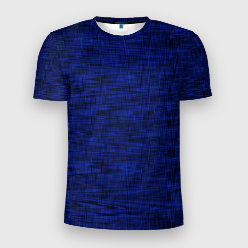 Мужская футболка 3D Slim с принтом Тёмно-синий текстура, вид спереди #2