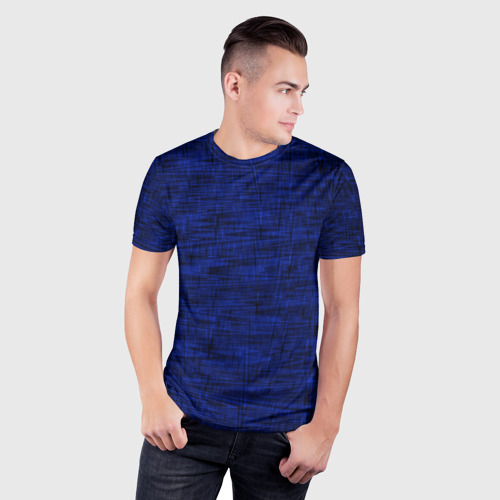 Мужская футболка 3D Slim с принтом Тёмно-синий текстура, фото на моделе #1