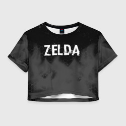 Женская футболка Crop-top 3D Zelda glitch на темном фоне посередине