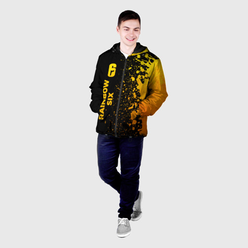 Мужская куртка 3D с принтом Rainbow Six - gold gradient по-вертикали, фото на моделе #1