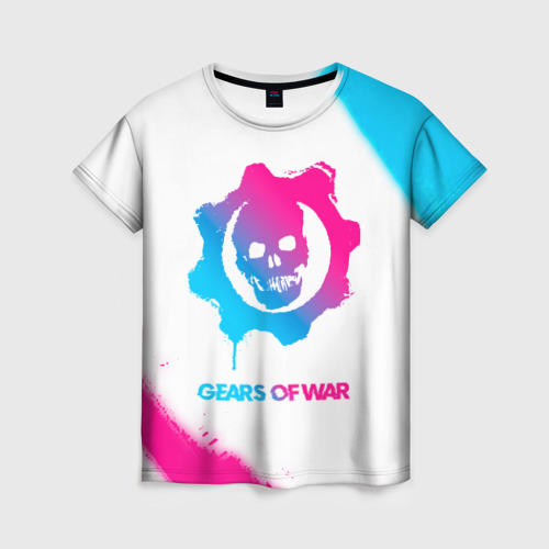 Женская футболка 3D Gears of War neon gradient style, цвет 3D печать