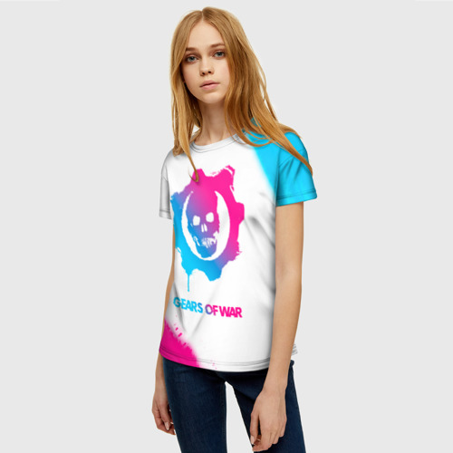 Женская футболка 3D Gears of War neon gradient style, цвет 3D печать - фото 3
