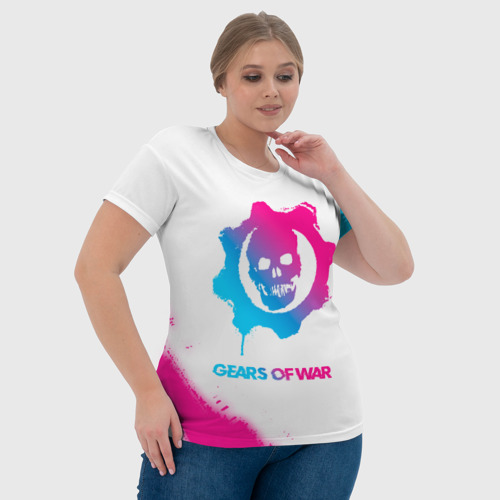 Женская футболка 3D Gears of War neon gradient style, цвет 3D печать - фото 6