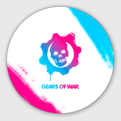 Круглый коврик для мышки Gears of War neon gradient style