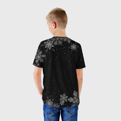 Детская футболка 3D Новогодний Иван на темном фоне, цвет 3D печать - фото 4