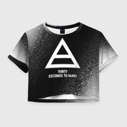 Женская футболка Crop-top 3D Thirty Seconds to Mars glitch на темном фоне