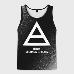 Мужская майка 3D Thirty Seconds to Mars glitch на темном фоне