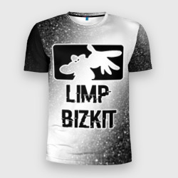 Мужская футболка 3D Slim Limp Bizkit glitch на светлом фоне
