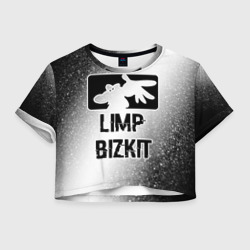 Женская футболка Crop-top 3D Limp Bizkit glitch на светлом фоне