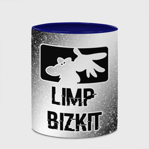 Кружка с полной запечаткой Limp Bizkit glitch на светлом фоне, цвет белый + синий - фото 4