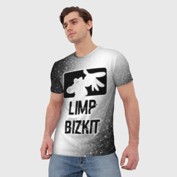 Мужская футболка 3D Limp Bizkit glitch на светлом фоне - фото 2