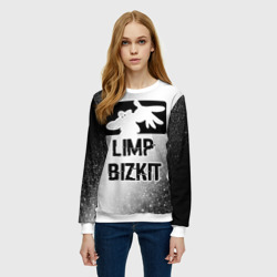 Женский свитшот 3D Limp Bizkit glitch на светлом фоне - фото 2