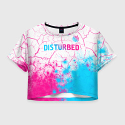 Женская футболка Crop-top 3D Disturbed neon gradient style посередине