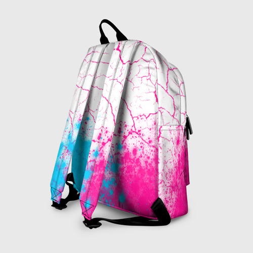 Рюкзак 3D с принтом Disturbed neon gradient style посередине, вид сзади #1