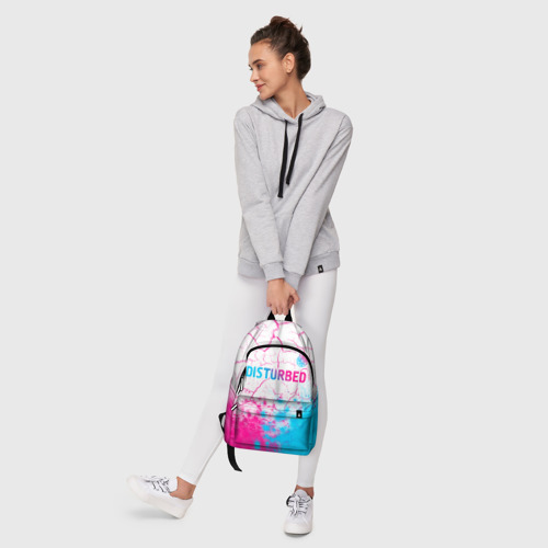 Рюкзак 3D с принтом Disturbed neon gradient style посередине, фото #6