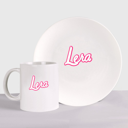 Набор: тарелка + кружка Лера в стиле барби