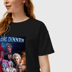 Женская футболка хлопок Oversize Astarion Girl Dinner - фото 2
