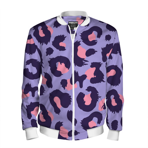 Мужской бомбер 3D Модный фиолетовый леопард, цвет белый