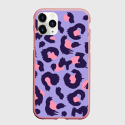 Чехол для iPhone 11 Pro Max матовый Модный фиолетовый леопард