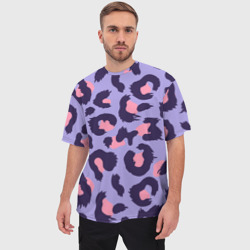 Мужская футболка oversize 3D Модный фиолетовый леопард - фото 2