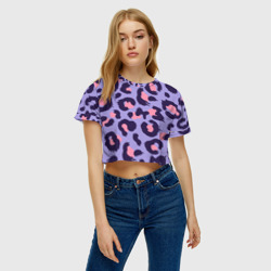 Женская футболка Crop-top 3D Модный фиолетовый леопард - фото 2