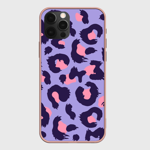 Чехол для iPhone 12 Pro Max с принтом Модный фиолетовый леопард, вид спереди #2