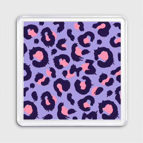 Магнит 55*55 Модный фиолетовый леопард