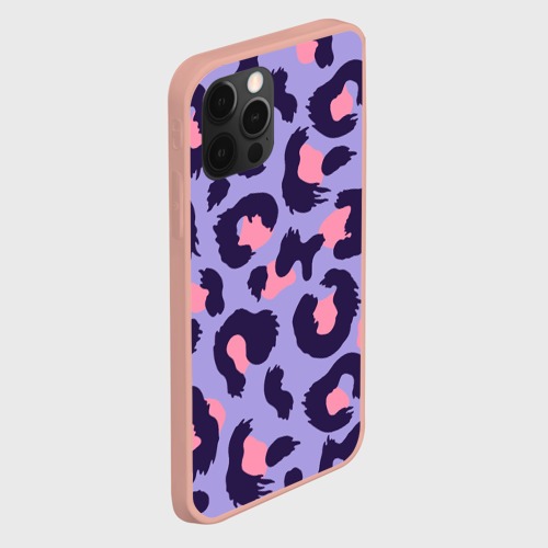 Чехол для iPhone 12 Pro Max с принтом Модный фиолетовый леопард, вид сбоку #3