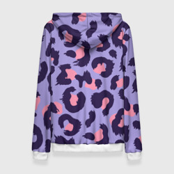 Толстовка с принтом Модный фиолетовый леопард для женщины, вид сзади №1. Цвет основы: белый