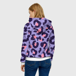 Толстовка с принтом Модный фиолетовый леопард для женщины, вид на модели сзади №2. Цвет основы: белый