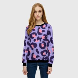 Женский свитшот 3D Модный фиолетовый леопард - фото 2