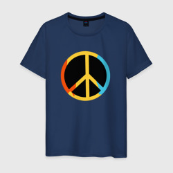 Мужская футболка хлопок Хиппи знак разноцветный пацифик