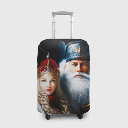 Чехол для чемодана 3D Дед Мороз и Снегурочка в русских нарядах