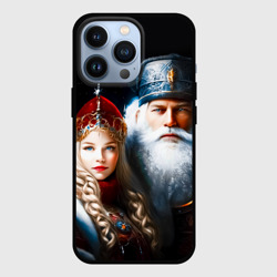 Чехол для iPhone 13 Pro Дед Мороз и Снегурочка в русских нарядах
