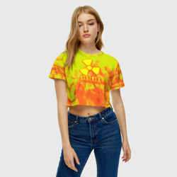 Женская футболка Crop-top 3D Stalker yellow flame - фото 2