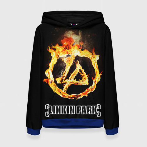 Женская толстовка 3D с принтом Linkin Park - fire logo, вид спереди #2