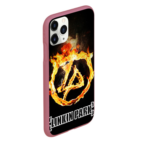 Чехол для iPhone 11 Pro матовый с принтом Linkin Park - fire logo, вид сбоку #3