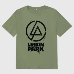 Мужская футболка хлопок Oversize LP - black logo 