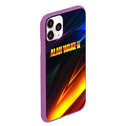 Чехол для iPhone 11 Pro Max матовый Alan Wake stripes, цвет фиолетовый - фото 3