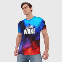 Мужская футболка 3D Alan Wake неоновый дым - фото 2