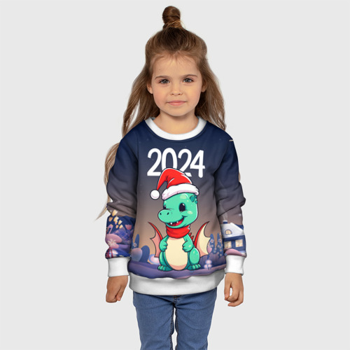 Детский свитшот 3D Рождественский дракон 2024, цвет 3D печать - фото 7