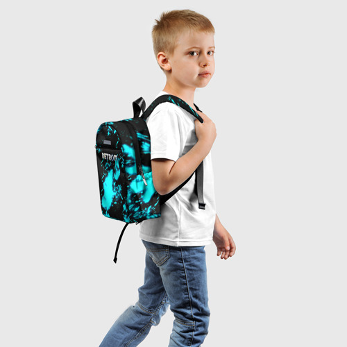 Детский рюкзак 3D с принтом Detroit become human кровь андроида, вид сзади #1