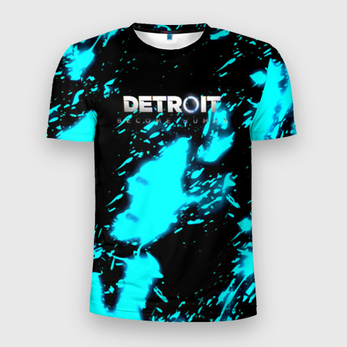 Мужская футболка 3D Slim с принтом Detroit become human кровь андроида, вид спереди #2